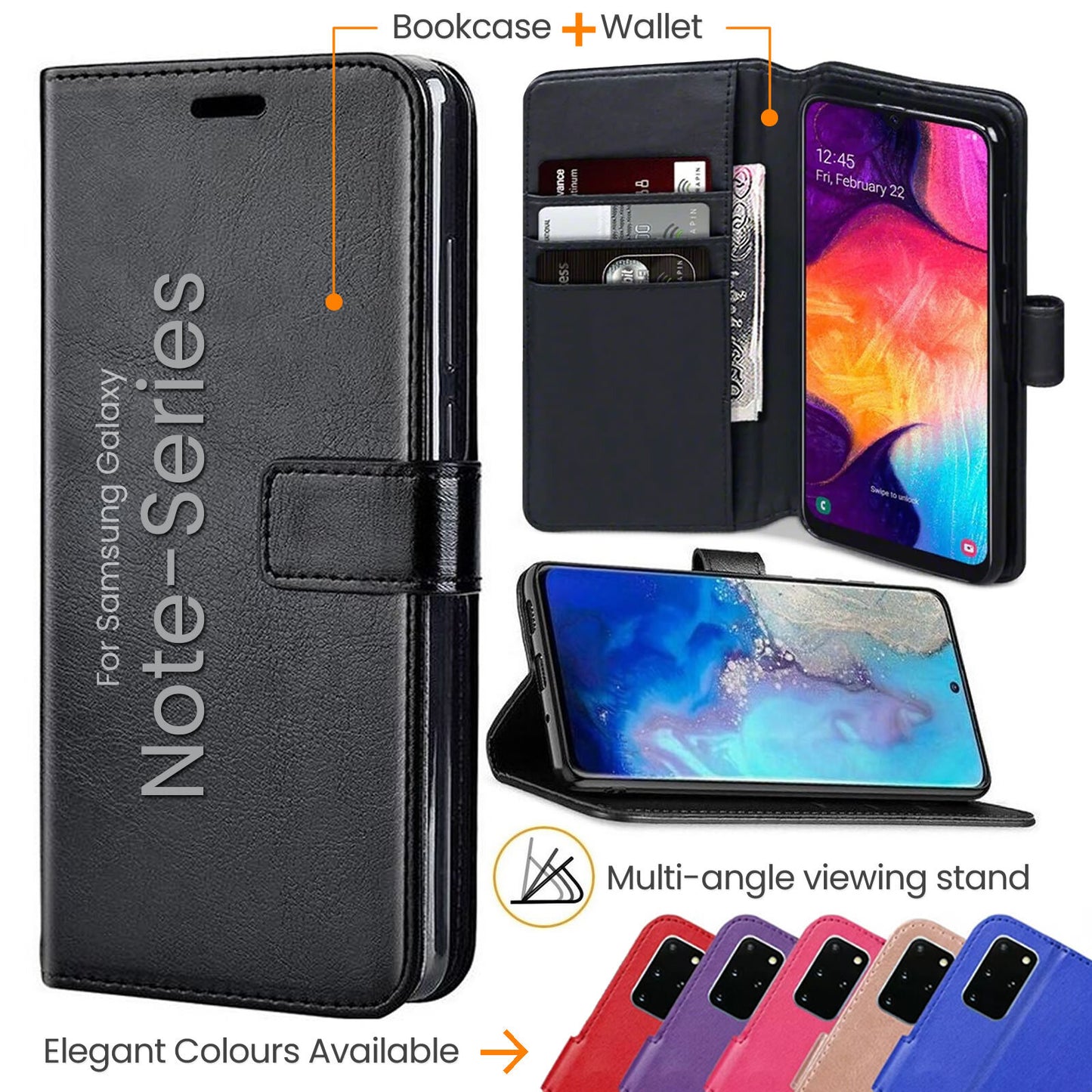 Leather Wallet Flip Case Cover For Samsung Note 20 10+ 9 8 5 4 3 M20 M30 Stand